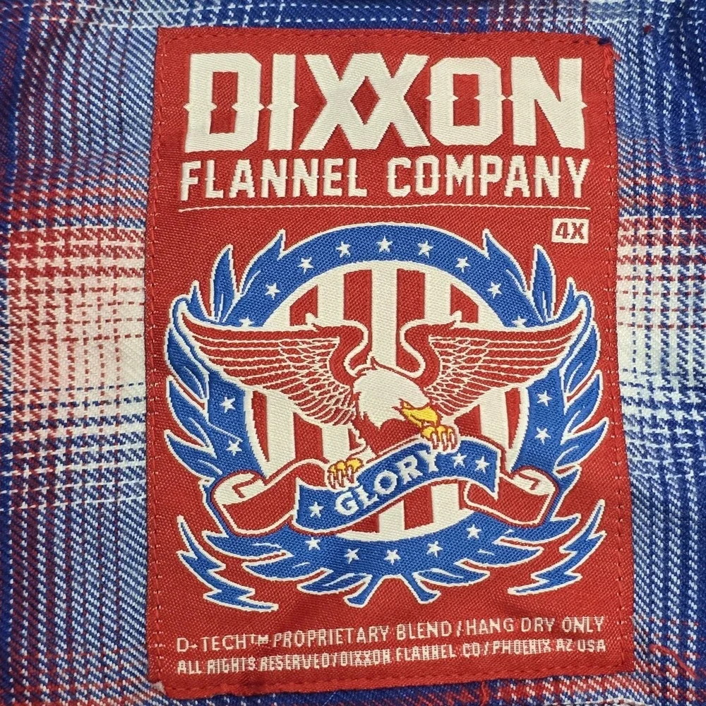 Dixon Flannel Company Glory Long Sleeve Flannel Red White Blue Mens Size 4XL - Picture 7 of 15